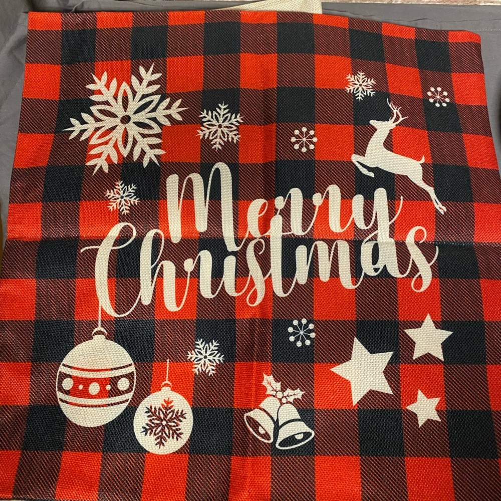 Festive Red and Black Plaid Christmas Pillow Cover set of 4 different styles